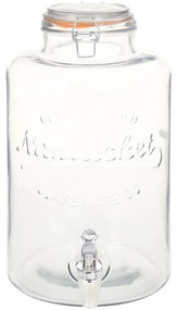 50829 vidaXL Диспенсър за вода XXL, с кран, прозрачен, 8 л, стъкло
