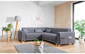 Сив разтегателен/с място за съхранение ъглов диван (ляв ъгъл/L форма) Classy Sophie – Miuform