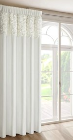 Кремава кадифена завеса с 3D рози - панделка Ширина: 140 см | Дължина: 270 см