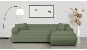 Зелен ъглов диван от рипсено кадифе (десен ъгъл) Martin – Ropez