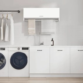 808233 vidaXL Гардероб, бял, 100x32,5x35 см, инженерно дърво