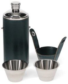 Тъмносин комплект колба и чаши за шотове от неръждаема стомана 220 ml 3 бр. Spirit of Adventure – Rex London