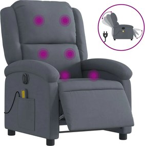 3204290 vidaXL Електрически масажен реклайнер стол, тъмносив, кадифе