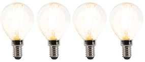 Комплект от 4 E14 димируеми LED крушки P45 прозрачни 3W 250lm 2700K