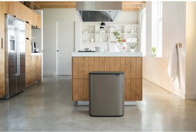 Кош за боклук Brabantia Bo Touch 1001271, 2x30 л, Плавно и безшумно отваряне, Голям отвор, Тъмносив