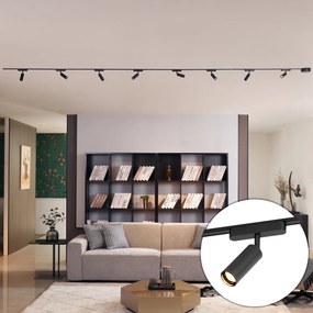 Модерна релсова система за осветление с 8 черни прожектора 1-фазов - Magnetic Samson