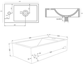 Светлосив бетонен малък умивалник 40x22 cm Crest – Sapho