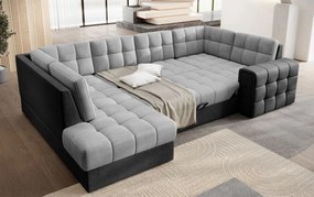 Ъглов диван Bale U-Светлосив - Черен-Ляв