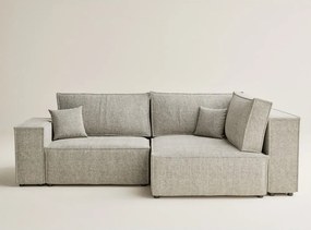 Бежов шенилов сгъваем/с място за съхранение ъглов диван (десен ъгъл/L форма) Tonga – Maison de Rêve