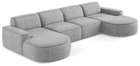 Светлосив шенилов ъглов диван (U форма) Omao – Makamii