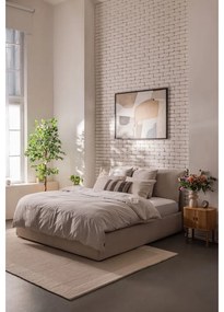 Бежово тапицирано двойно легло с място за съхранение и включена подматрачна рамка 160x200 cm Thessa Pillow – Bonami Selection