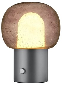 Антрацитна алуминиева LED настолна лампа със стъклен абажур (височина 32 cm) Iris – Blomus