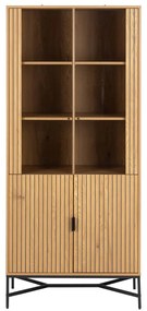 Витрина от дъбов декор в естествен цвят 80x180x40 cm Jaipur – Actona