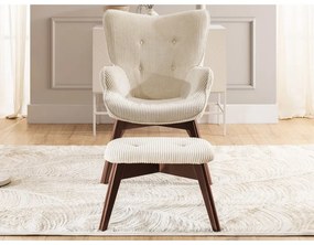 Бежов фотьойл с табуретка от рипсено кадифе Niko – Ropez