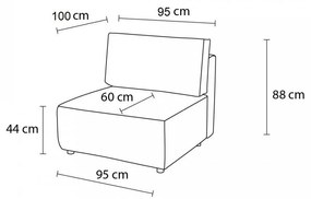 Кремав модул за диван от велур, централна част Nihad modular - Bobochic Paris