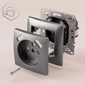 Единичен контакт със заземяване + 2x USB-A OSTE JNH003-G Grey