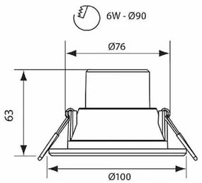 LED ЛУНА ЗА ВГРАЖДАНЕ 6W IP44