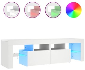 804364 vidaXL ТВ шкаф с LED осветление, бял, 140x36,5x40 см