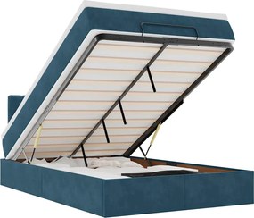 3312684 vidaXL Османска легло с матрак и LED, тъмносиньо, 120x190 см, кадифе