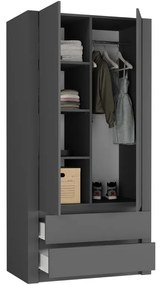 Модерен гардероб с две врати MODERN B20 180 x 90 x 55 cm - различни цветови варианти Бял