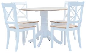 276870 vidaXL Трапезен комплект 5 части каучуково дърво масив бяло и кафяво