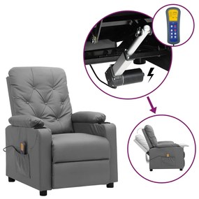 3093508 vidaXL Изправящ масажен стол, сив, изкуствена кожа