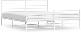 352393 vidaXL Метална рамка за легло с горна и долна табла, бяла, 200x200 см