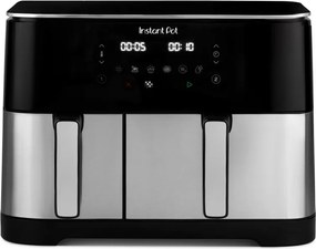 Двоен фритюрник с горещ въздух 8в1 Instant Pot Vortex DUAL SPLIT, 2600W, 11 л, 205°C, EvenCrisp, Синхронизирано готвене, Сензорно управление, Черен/инокс