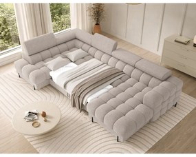 Бежов разтегателен ъглов диван от букле (ляв ъгъл U форма) Feraria – ELTAP