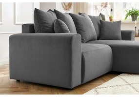 Сив кадифен ъглов диван Enjoy – Bobochic Paris