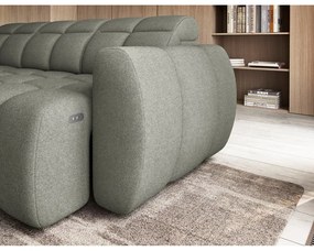 Сиво-зелен сгъваем/с място за съхранение ъглов диван от прежда с примки от букле (ляв ъгъл/L форма) Falconn – ELTAP