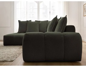 Зелен шенилов сгъваем/с място за съхранение ъглов диван (ляв ъгъл/L форма) Everest – Bobochic Paris