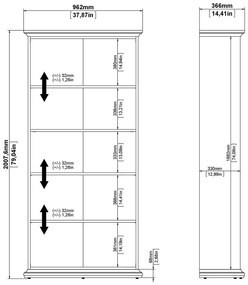 Бяла библиотека 96x201 cm Paris – Tvilum