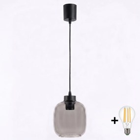 BRILAGI - LED полилей на кабел R GLASS 1xE27/60W/230V Ø 14 см черен/димно-сив