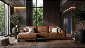 Кафяв ъглов диван от изкуствена кожа (ляв ъгъл) Copenhagen - Scandic