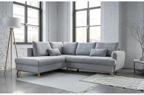 Светлосив разтегателен/с място за съхранение ъглов диван (ляв ъгъл/L форма) Scandic Lagom – Miuform