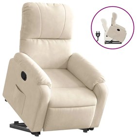 3204934 vidaXL Изправящ реклайнер стол, бежов, микрофибърен текстил