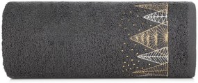 Памучна кърпа антрацит със златна коледна бродерия Ширина: 70 см | Дължина: 140 см
