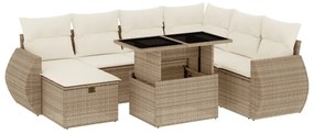 3275158 vidaXL Градински диван с възглавници, 8 части, бежов полиратан