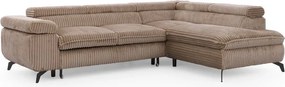 Кафяв ъглов диван от рипсено кадифе (десен ъгъл L форма) Marbeya – Ropez