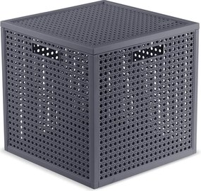 Тъмносива кутия за съхранение с капак от рециклирана пластмаса 28x28x28 cm Kaya Cube – Curver