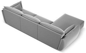 Светлосив кадифен ъглов диван (ляв ъгъл) Vanda – Mazzini Sofas