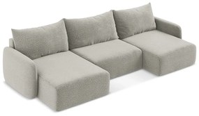 Светлосив разтегателен ъглов диван с място за съхранение Kalena – Makamii