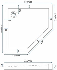 Душ кабина Rea AXIN Chrom  80x80