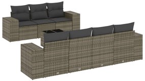 3254667 vidaXL Градински комплект диван с възглавници 8 части сив полиратан