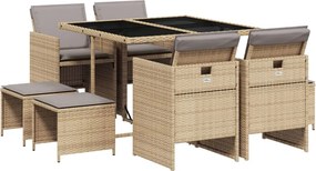 3210600 vidaXL Градински комплект с възглавници 9 части бежов микс полиратан