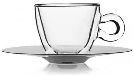 Стъклена двустенна чаша с метална чинийка 165мл DRINK&DESIGN-(10086/01) - Luigi Bormioli