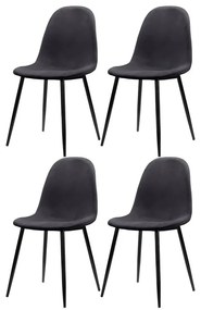 Тъмносиви кадифени трапезни столове в комплект 4 бр. Monza – Støraa