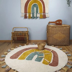 Детски ръчно изработен килим, ø 110 cm Rainbow - Nattiot