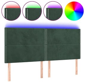 3122353 vidaXL LED горна табла за легло, тъмнозелена, 200x5x118/128 см, кадифе